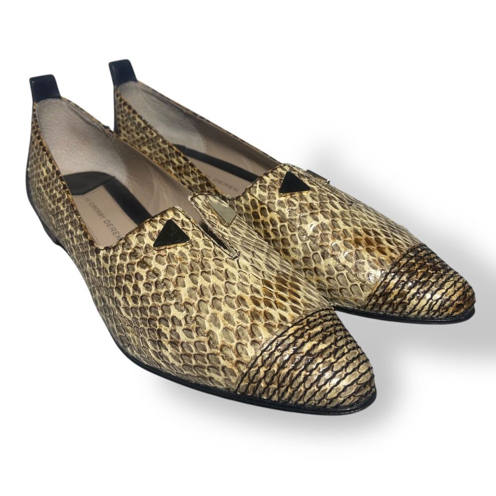Derek Lam 10 Crosby Women's Snake Skin Leather Comfort Flat Shoes Size 6.5 M
